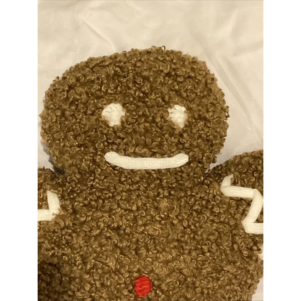 Pottery Barn Mr. Spice Gingerbread Pillow Cozy Plush Teddy Bear Fabric NWT